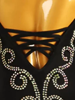 Costumes de danse de salon Robe de danse sexy en lycra et élasthanne pour femmes noires