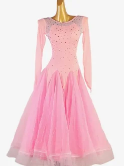 Costumes de danse de salon Robe tunique sexy en lycra et élasthanne pour femme rose Robe de danse