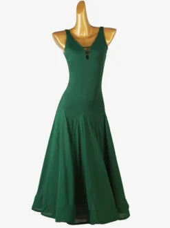 Costumes de danse de salon vert femmes Lycra Spandex robe vêtements de danse