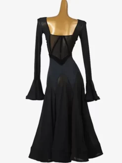 Costumes de danse de salon Vert Femme Bloc de Couleur Lycra Spandex Robe Volants Robe de Danse