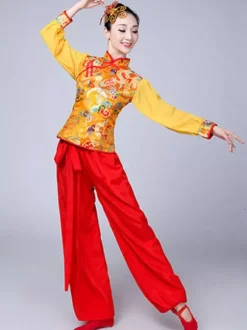 Costumes de danse folklorique chinoise pour femmes Costumes asiatiques Yangko Costume de danse Tang