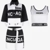 Costumes de danse Jazz femmes Mini jupe en Polyester top avec ceinture veste