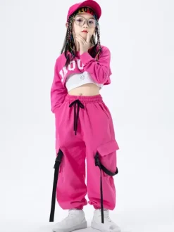 Costumes de danse Jazz pantalons en Polyester fille haut vêtements de danse