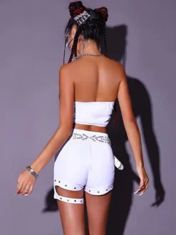 Costumes De Danse Jazz Top Short Pailleté Pour Femmes Ensemble De Danse