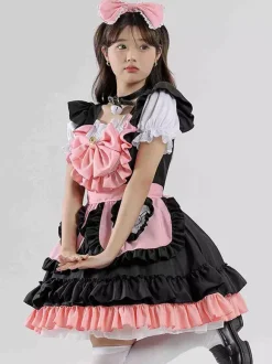 Costumes de femme de chambre Robe de fille marron café