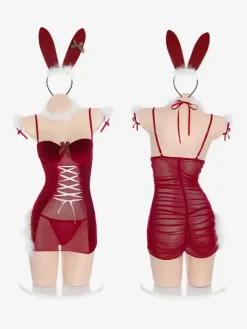 Costumes De Lapin Noël 5 Pièces Pour La Saint-Valentin Lingerie Sexy Femmes