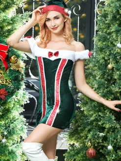 Costumes de Noël Robe de lingerie chaude pour femmes de Noël