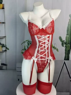 Costumes de Noël sexy pour femmes body bicolore