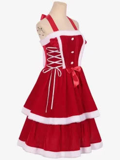 Costumes De Père Noël 2 Pièces Ensembles De Noël Sexy En Fausse Fourrure