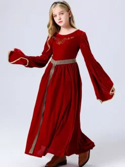 Costumes De Princesse Pour Enfants Vintage Déguisement Robe Bordeaux