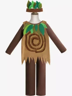Costumes d'halloween pour enfants gilet de combinaison d'arbre en polyester marron café