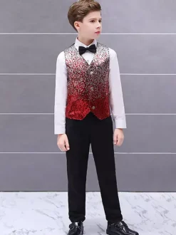 Costumes d'Halloween pour enfants Ensemble de fibres de polyester d'Halloween rouge Chemise pour enfants Cravate