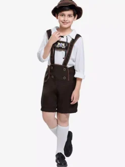 Costumes d'Halloween pour enfants Ensemble d'Halloween marron foncé Pantalon et haut en polyester pour enfants