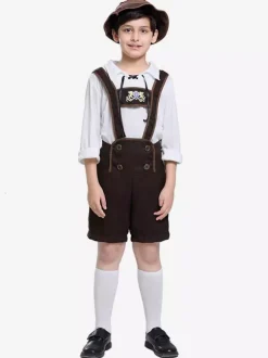 Costumes d'Halloween pour enfants Ensemble d'Halloween marron foncé Pantalon et haut en polyester pour enfants