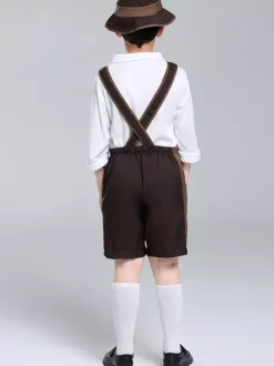 Costumes d'Halloween pour enfants Ensemble d'Halloween marron foncé Pantalon et haut en polyester pour enfants