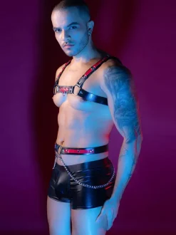 Costume sexy pour homme en cuir verni ensemble de vêtements de boîte de nuit