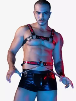 Costume sexy pour homme en cuir verni ensemble de vêtements de boîte de nuit