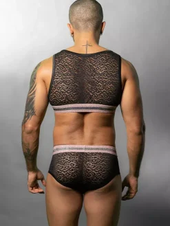 Costume sexy pour homme Gogoboy en dentelle pour jeu de rôle ensemble haut et pantalon court