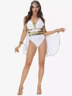 Costumes Halloween Grecs Combinaison Sexy Pour Femmes Blanches Costumes De Vacances