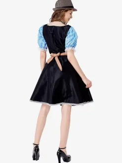 Costumes Marchandises de vacances Costumes de vacances Halloween Style européen Plaid Noir Fibre de polyester