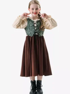Costumes Oktoberfest Fête de la bière Enfants Ensemble Marron Robe Déguisement