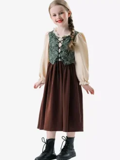 Costumes Oktoberfest Fête de la bière Enfants Ensemble Marron Robe Déguisement