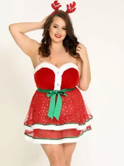 Costumes 3 pièces pour ensembles de robe de Noël avec culotte