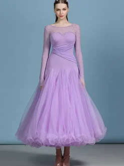 Costumes Robe de danse de salon bleu marine foncé femme élégant transparent en polyester soirée