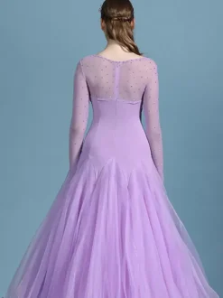 Costumes Robe de danse de salon bleu marine foncé femme élégant transparent en polyester soirée