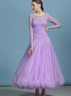 Costumes Robe de danse de salon bleu marine foncé femme élégant transparent en polyester soirée