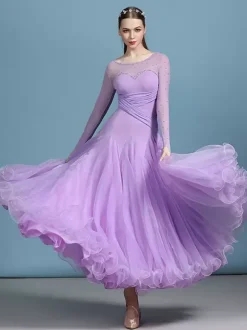Costumes Robe de danse de salon bleu marine foncé femme élégant transparent en polyester soirée