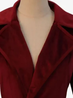 Costumes Rouges Style Audrey Hepburn Manteau Vintage Ajusté Déguisement Rétro Bourgogne
