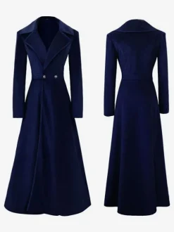 Costumes Rouges Style Audrey Hepburn Manteau Vintage Ajusté Déguisement Rétro Bourgogne