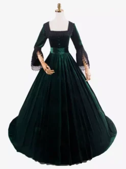 Costumes rétro bleu profond dentelle Polyester Marie Antoinette Costume robe tunique rétro femme vêtements Vintage