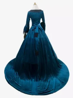 Costumes rétro bleu profond dentelle Polyester Marie Antoinette Costume robe tunique rétro femme vêtements Vintage