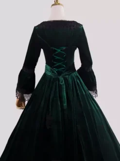 Costumes rétro bleu profond dentelle Polyester Marie Antoinette Costume robe tunique rétro femme vêtements Vintage