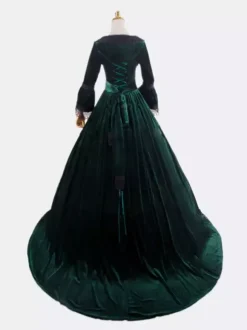 Costumes rétro bleu profond dentelle Polyester Marie Antoinette Costume robe tunique rétro femme vêtements Vintage