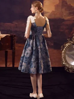 Costumes rétro bleus pour femmes robe en Polyester avec n艙uds en dentelle Costume Renaissance Marie Antoinette Costume du 18ème siècle