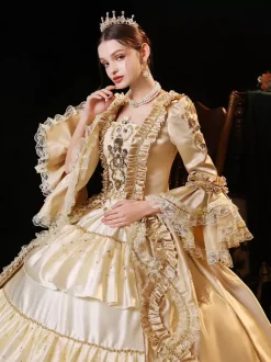 Costumes Rétro Champagne Robe Vintage Costume Marie Antoinette Femme Robe De Bal Mascarade Rétro Robe De Soirée Médiévale