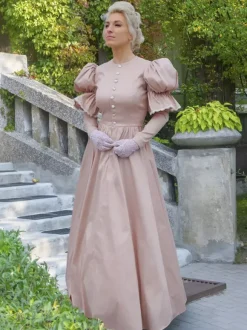 Costumes rétro Champagne robe en dentelle et Polyester pour femmes Costume rétro Marie Antoinette tunique vêtements Vintage