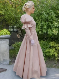 Costumes rétro Champagne robe en dentelle et Polyester pour femmes Costume rétro Marie Antoinette tunique vêtements Vintage