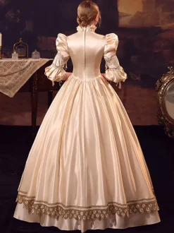 Costumes rétro champagne Robe en polyester Robe de bal de soirée pour femmes de style européen Marie Antoinette