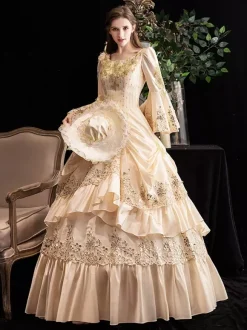 Costumes rétro Champagne à volants pour femmes Costume Marie-Antoinette robe en Polyester Costume Renaissance 18ème siècle