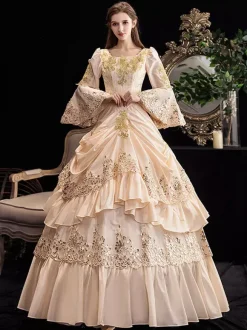 Costumes rétro Champagne à volants pour femmes Costume Marie-Antoinette robe en Polyester Costume Renaissance 18ème siècle