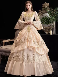 Costumes rétro Champagne à volants pour femmes Costume Marie-Antoinette robe en Polyester Costume Renaissance 18ème siècle