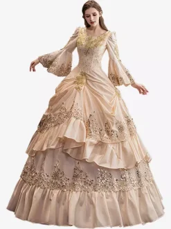 Costumes rétro Champagne à volants pour femmes Costume Marie-Antoinette robe en Polyester Costume Renaissance 18ème siècle