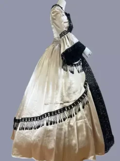 Costumes rétro jaune dentelle Polyester imprimé fleuri robe femme Marie Antoinette Costume tunique rétro vêtements Vintage