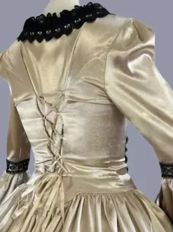Costumes rétro jaune dentelle Polyester imprimé fleuri robe femme Marie Antoinette Costume tunique rétro vêtements Vintage
