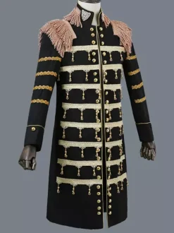 Costumes rétro à manches longues en polyester élégant haut vintage noir pour homme Bourgogne