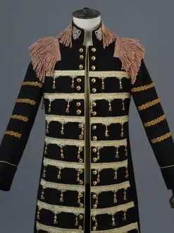 Costumes rétro à manches longues en polyester élégant haut vintage noir pour homme Bourgogne